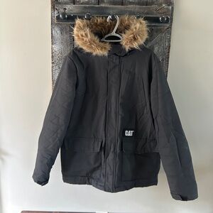 Men's Caterpillar Lined Full Zipper Jacket w/Removable Faux Fur Around Hood